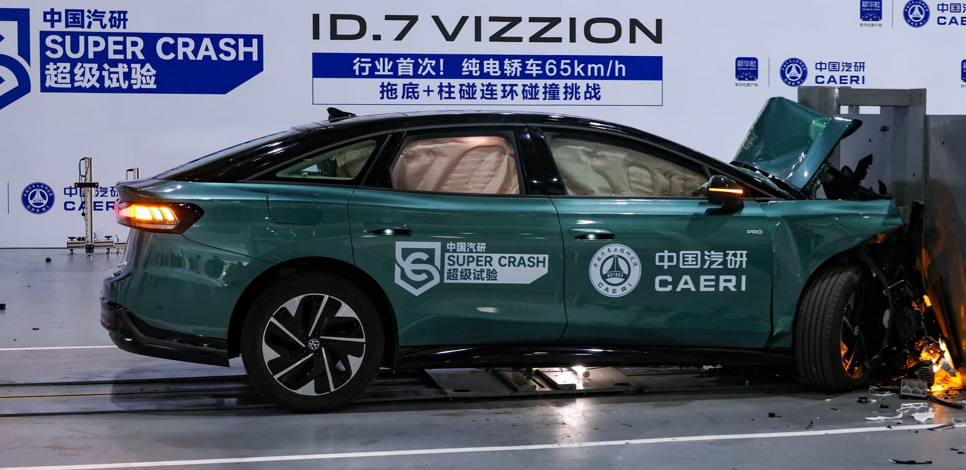 Volkswagen ID.7 Vizzion crash test in China. Credit: VW-FAW-1